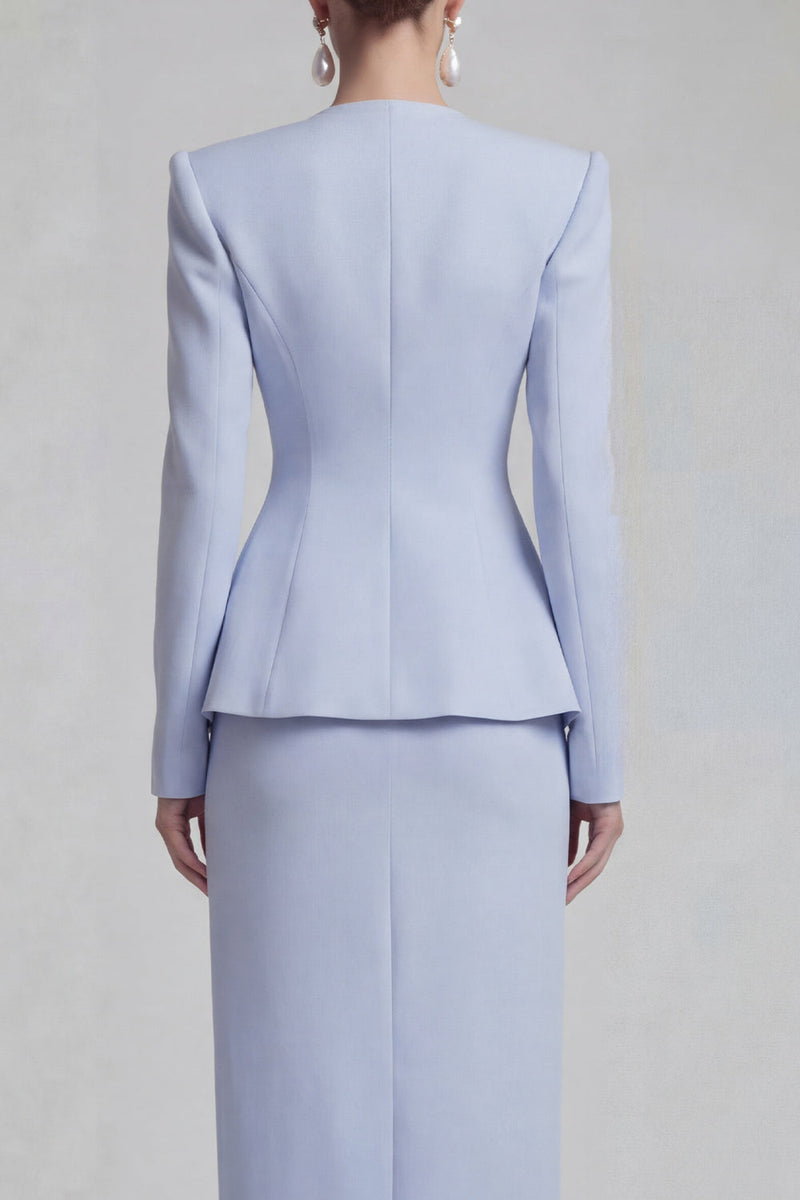 Load image into Gallery viewer, Single Breasted Blue Shawl Lapel 2 Piece Wide Leg Business Suits with Slit