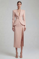 Load image into Gallery viewer, Single Breasted Blue Shawl Lapel 2 Piece Wide Leg Business Suits with Slit