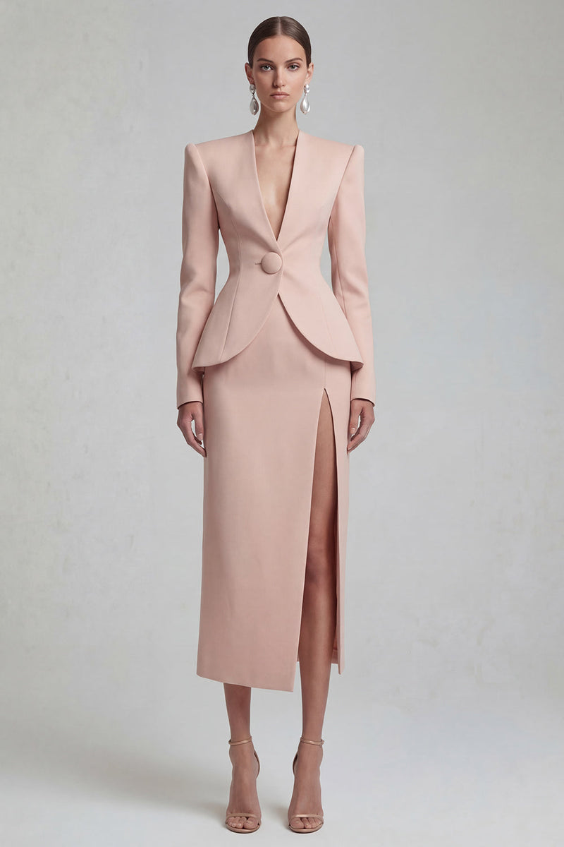 Load image into Gallery viewer, Single Breasted Blue Shawl Lapel 2 Piece Wide Leg Business Suits with Slit