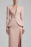 Load image into Gallery viewer, Single Breasted Blue Shawl Lapel 2 Piece Wide Leg Business Suits with Slit