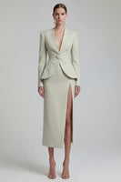 Load image into Gallery viewer, Single Breasted Blue Shawl Lapel 2 Piece Wide Leg Business Suits with Slit