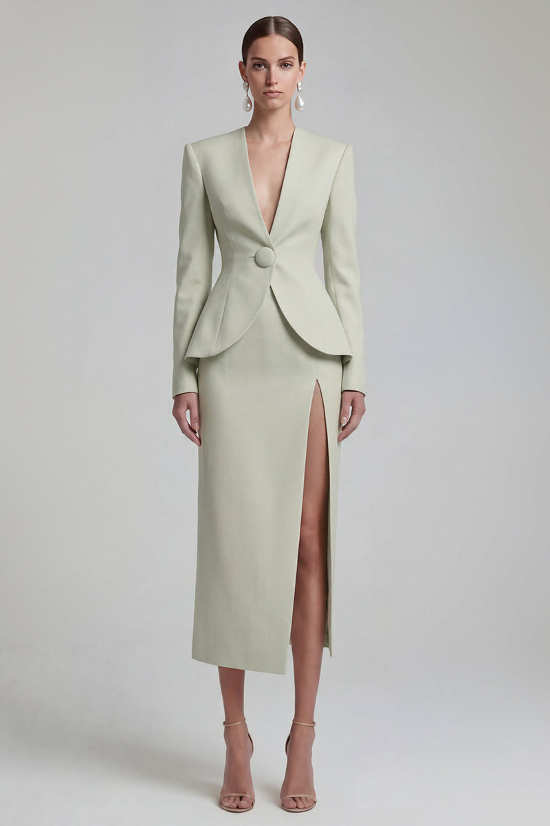 Load image into Gallery viewer, Single Breasted Blue Shawl Lapel 2 Piece Wide Leg Business Suits with Slit