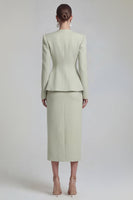 Load image into Gallery viewer, Single Breasted Blue Shawl Lapel 2 Piece Wide Leg Business Suits with Slit