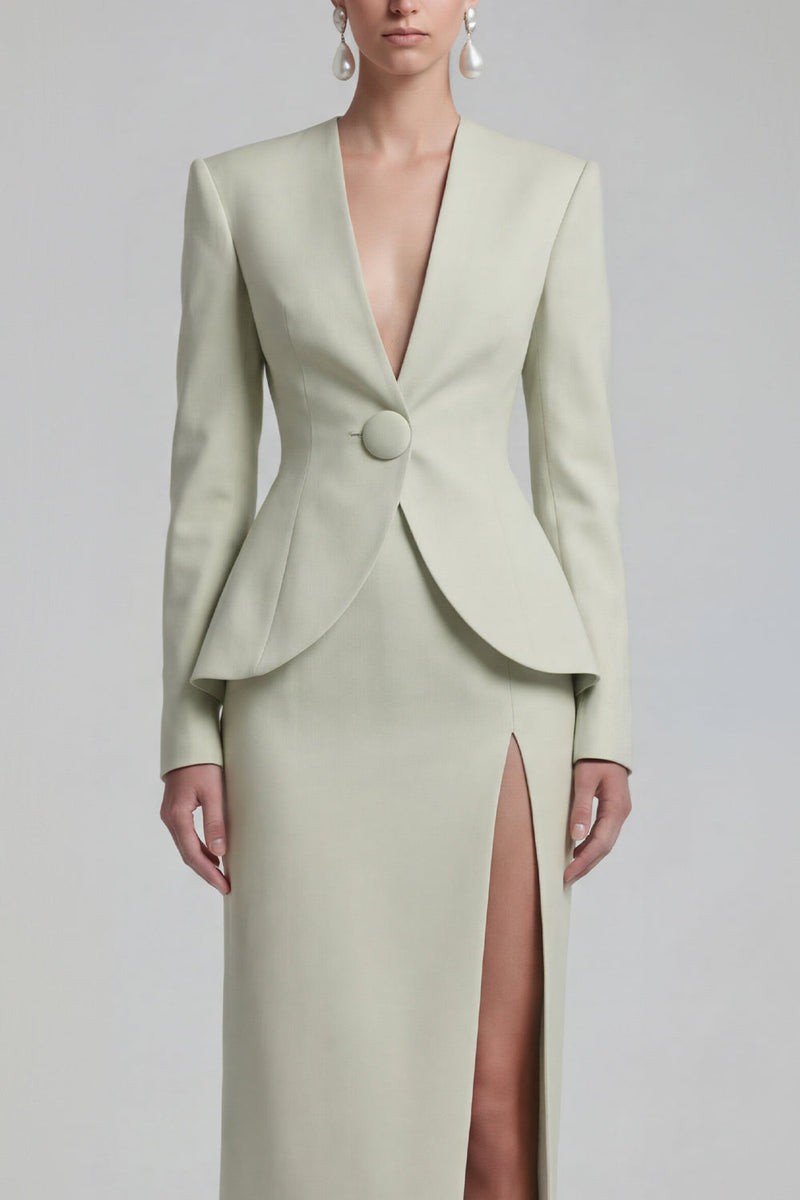 Load image into Gallery viewer, Single Breasted Blue Shawl Lapel 2 Piece Wide Leg Business Suits with Slit