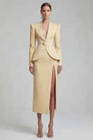 Load image into Gallery viewer, Single Breasted Blue Shawl Lapel 2 Piece Wide Leg Business Suits with Slit