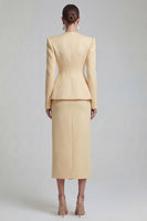 Load image into Gallery viewer, Single Breasted Blue Shawl Lapel 2 Piece Wide Leg Business Suits with Slit