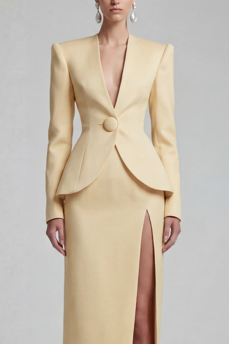 Load image into Gallery viewer, Single Breasted Blue Shawl Lapel 2 Piece Wide Leg Business Suits with Slit