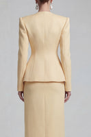 Load image into Gallery viewer, Single Breasted Blue Shawl Lapel 2 Piece Wide Leg Business Suits with Slit