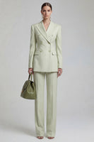 Load image into Gallery viewer, Green Double Breasted 2 Piece Peak Lapel Slim Fit Prom Suits
