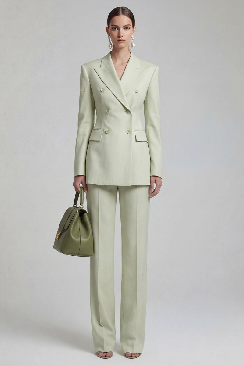 Load image into Gallery viewer, Green Double Breasted 2 Piece Peak Lapel Slim Fit Prom Suits
