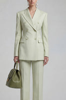 Load image into Gallery viewer, Green Double Breasted 2 Piece Peak Lapel Slim Fit Prom Suits