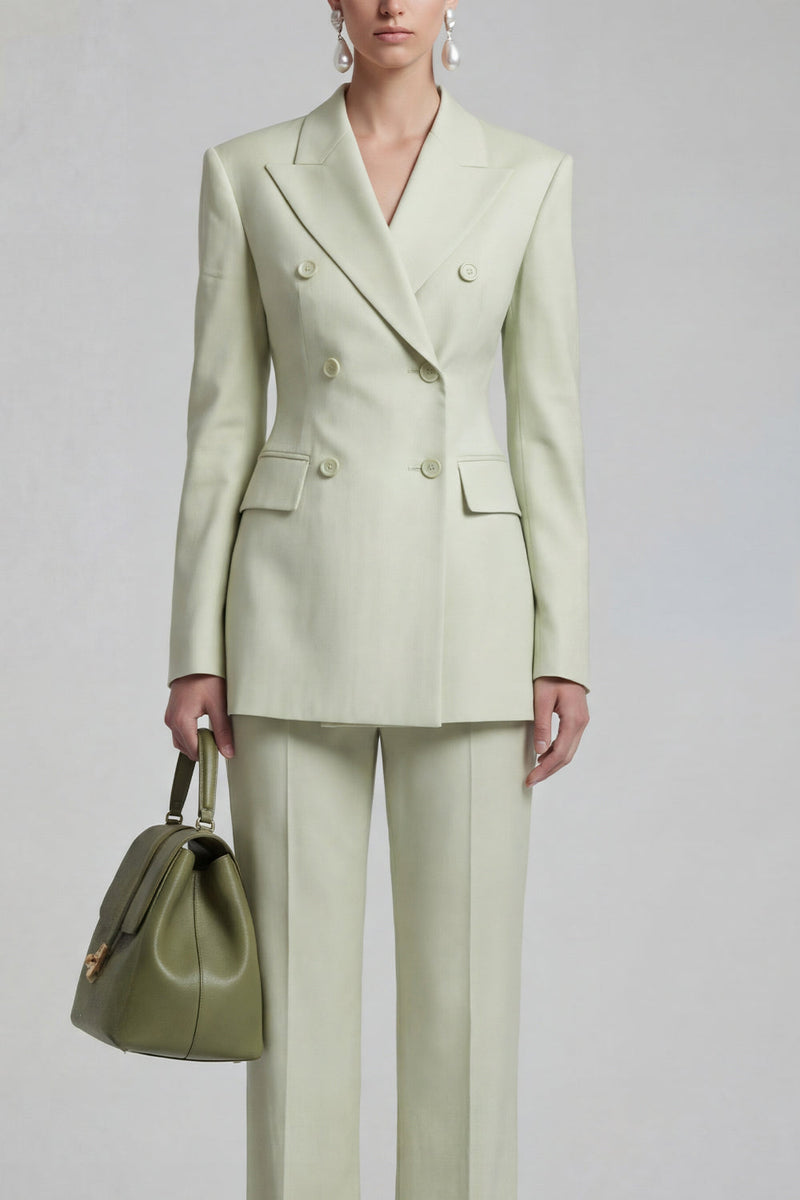 Load image into Gallery viewer, Green Double Breasted 2 Piece Peak Lapel Slim Fit Prom Suits