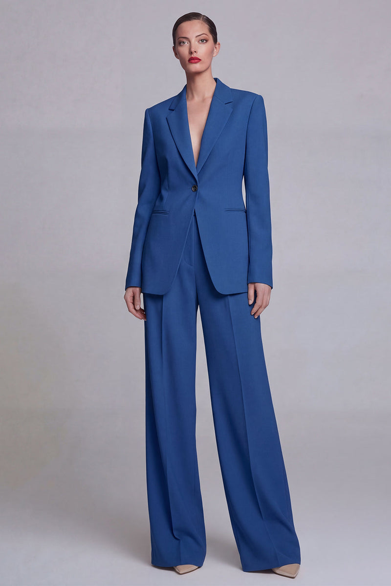 Load image into Gallery viewer, Dark Blue 2 Piece Single Breasted Notched Lapel Wide Leg Prom Suits