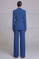 Load image into Gallery viewer, Dark Blue 2 Piece Single Breasted Notched Lapel Wide Leg Prom Suits