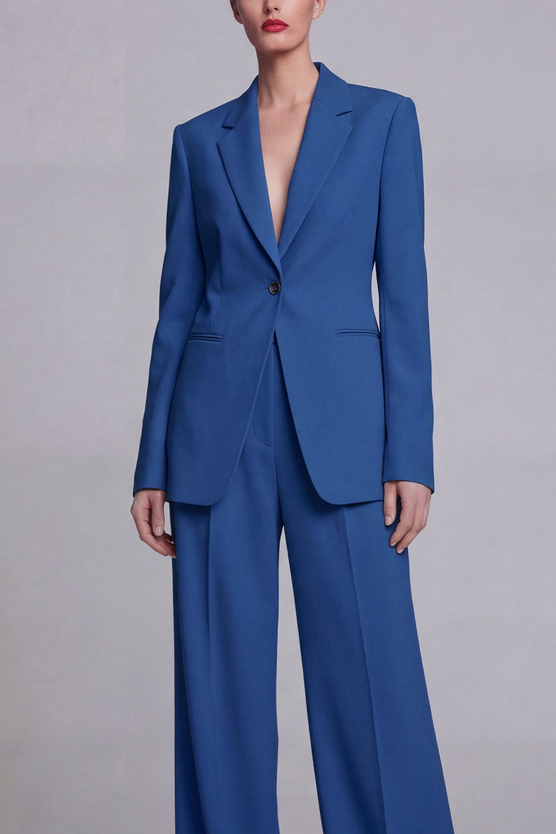 Load image into Gallery viewer, Dark Blue 2 Piece Single Breasted Notched Lapel Wide Leg Prom Suits