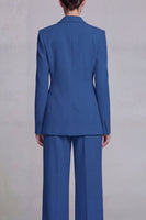 Load image into Gallery viewer, Dark Blue 2 Piece Single Breasted Notched Lapel Wide Leg Prom Suits