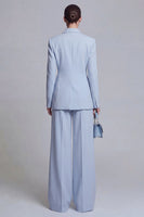 Load image into Gallery viewer, 2 Piece Double Breasted Blue Peak Lapel Wide Leg Prom Suits