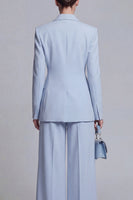 Load image into Gallery viewer, 2 Piece Double Breasted Blue Peak Lapel Wide Leg Prom Suits