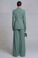 Load image into Gallery viewer, 2 Piece Double Breasted Blue Peak Lapel Wide Leg Prom Suits