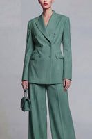 Load image into Gallery viewer, 2 Piece Double Breasted Blue Peak Lapel Wide Leg Prom Suits