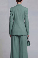 Load image into Gallery viewer, 2 Piece Double Breasted Blue Peak Lapel Wide Leg Prom Suits