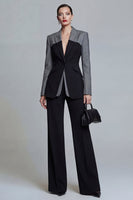 Load image into Gallery viewer, Black 2 Piece Single Breasted Peak Lapel Pacthwork Slim Fit Prom Suits