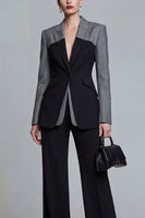 Load image into Gallery viewer, Black 2 Piece Single Breasted Peak Lapel Pacthwork Slim Fit Prom Suits