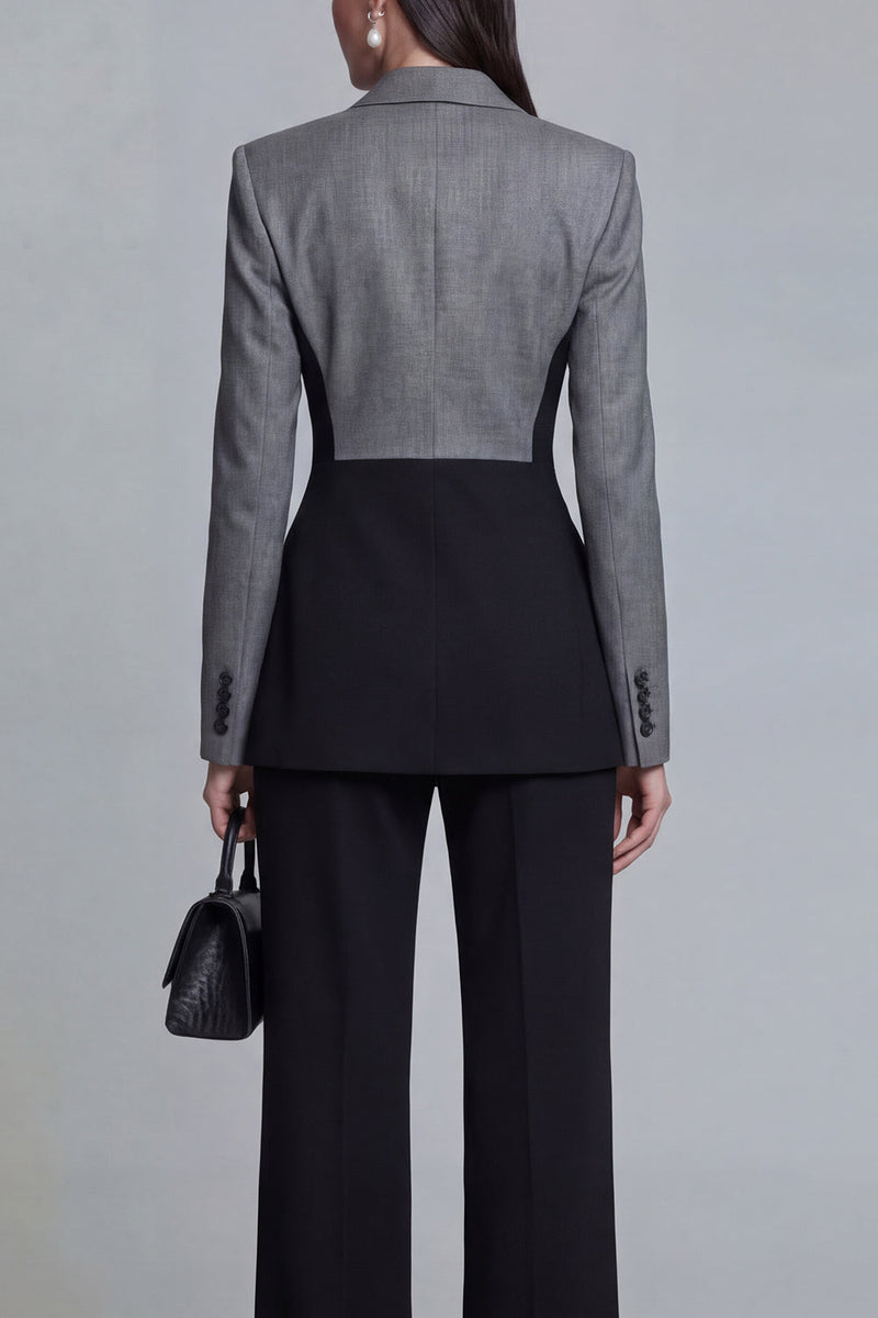 Load image into Gallery viewer, Black 2 Piece Single Breasted Peak Lapel Pacthwork Slim Fit Prom Suits