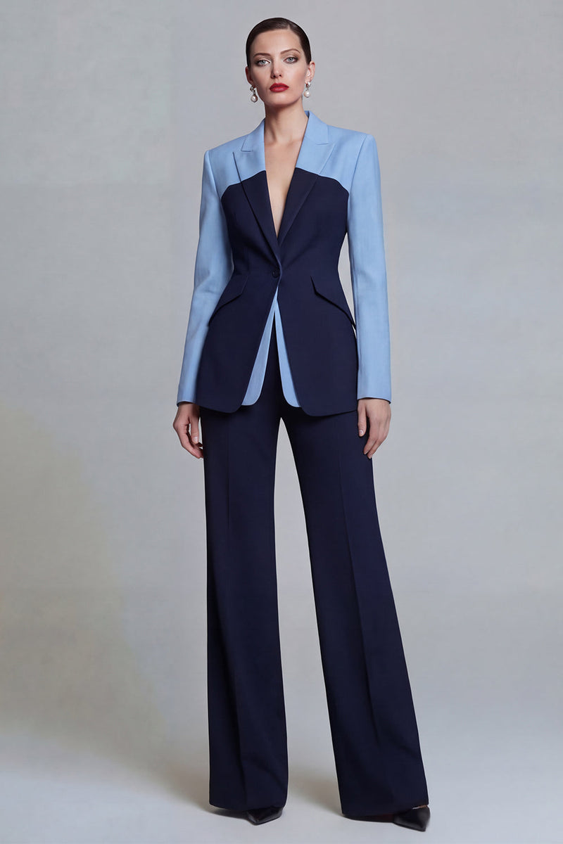 Load image into Gallery viewer, Black 2 Piece Single Breasted Peak Lapel Pacthwork Slim Fit Prom Suits