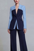 Load image into Gallery viewer, Black 2 Piece Single Breasted Peak Lapel Pacthwork Slim Fit Prom Suits