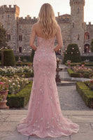 Load image into Gallery viewer, Sparkly Blue Floral Strapless Mermaid Beaded Long Prom Dress