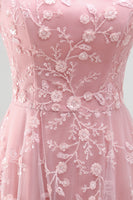 Load image into Gallery viewer, Strapless Sparkly Blue A Line Floral Beaded Long Prom Dress