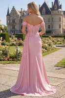 Load image into Gallery viewer, Floral Pink Mermaid Corset Ruched Long Prom Dress with Side Cape