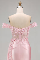Load image into Gallery viewer, Floral Pink Mermaid Corset Ruched Long Prom Dress with Side Cape