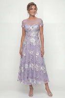 Load image into Gallery viewer, Floral Dusty Purple Maxi A Line Mother of the Bride Dress