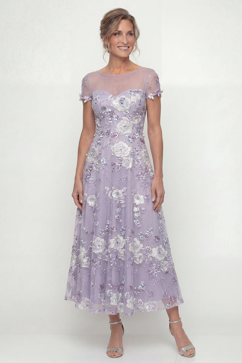 Load image into Gallery viewer, Floral Dusty Purple Maxi A Line Mother of the Bride Dress