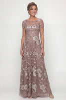 Load image into Gallery viewer, Dusty Rose Floral A Line Long Mother of the Bride Dress