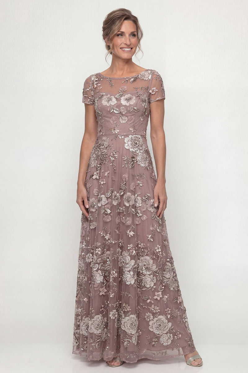 Load image into Gallery viewer, Dusty Rose Floral A Line Long Mother of the Bride Dress