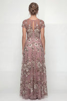 Load image into Gallery viewer, Dusty Rose Floral A Line Long Mother of the Bride Dress