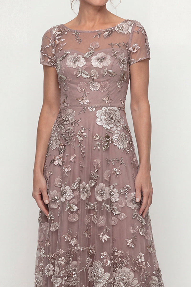 Load image into Gallery viewer, Dusty Rose Floral A Line Long Mother of the Bride Dress