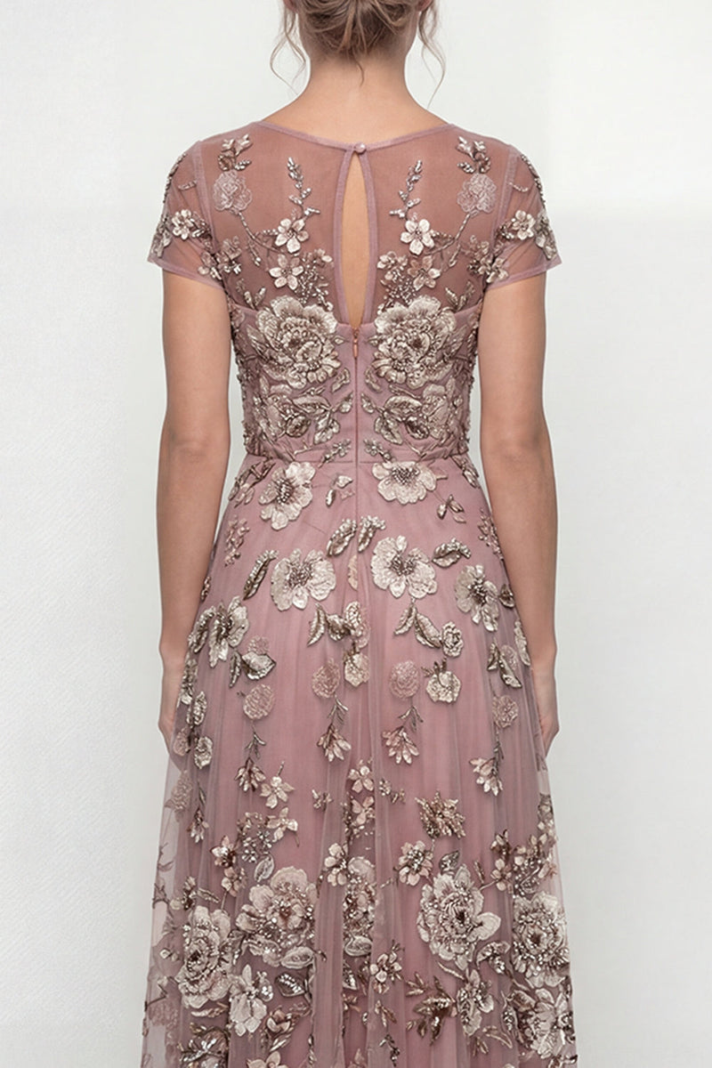 Load image into Gallery viewer, Dusty Rose Floral A Line Long Mother of the Bride Dress