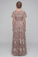 Load image into Gallery viewer, Floral Long V-Neck Dusty Rose A Line Mother of the Bride Dress