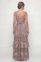 Load image into Gallery viewer, Dusty Rose Floral Long A Line Mother of the Bride Dress with Ruffles