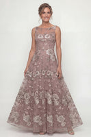 Load image into Gallery viewer, A Line Dusty Rose Floral Long Mother of the Bride Dress with Beading