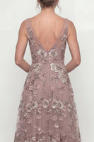 Load image into Gallery viewer, A Line Dusty Rose Floral Long Mother of the Bride Dress with Beading