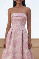 Load image into Gallery viewer, Blue Daffodil Flower A Line Floral Strapless Maxi Wedding Guest Dress