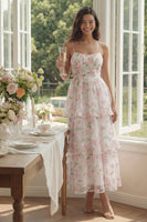 Load image into Gallery viewer, Yellow Corset A Line Maxi Floral Beach Wedding Guest Dress with Ruffles