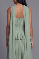 Load image into Gallery viewer, Dusty Sage A Line Ruffled Maxi Beach Wedding Guest Dress with Pleats