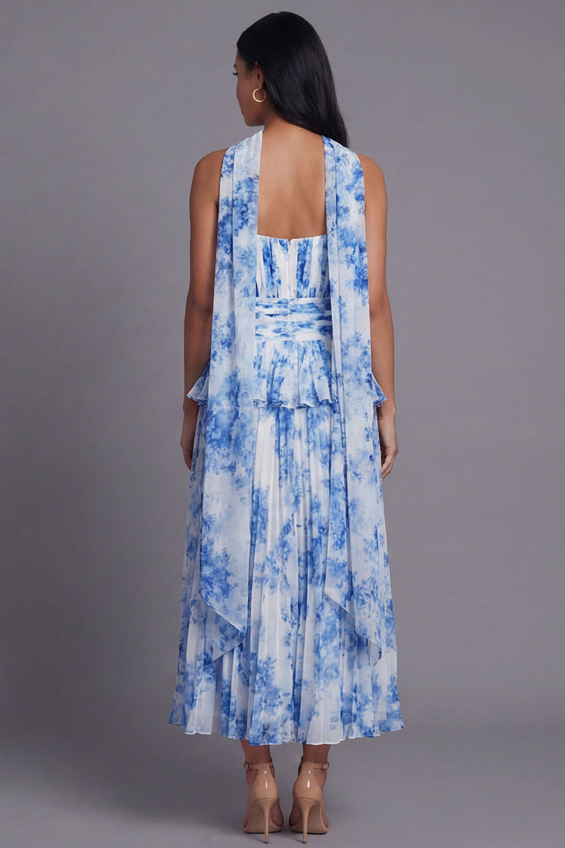 Load image into Gallery viewer, Dusty Sage A Line Ruffled Maxi Beach Wedding Guest Dress with Pleats