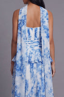 Load image into Gallery viewer, Dusty Sage A Line Ruffled Maxi Beach Wedding Guest Dress with Pleats